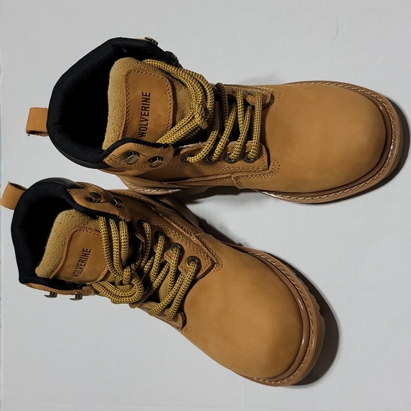Wolverine Womens 5.5W Mustard Waterproof Work Boots Leather Composite Toe Shoes - Picture 4 of 16
